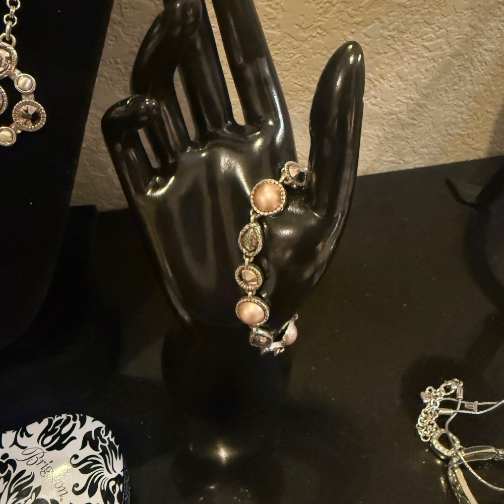 Brighton Pastille Jeweled Collar‎ Bibb Gold Pearl and Silver Set - Picture 5 of 6